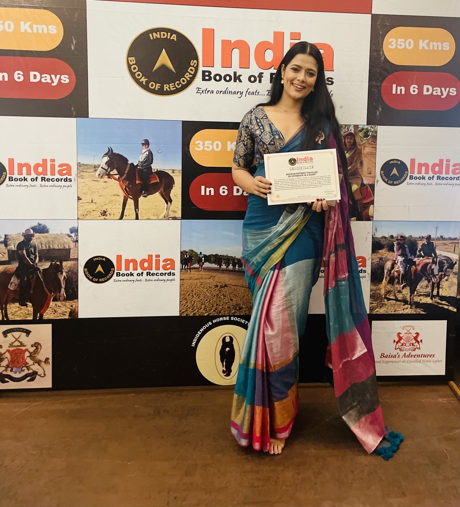 Bollywood Actress & Equestrian, Preeti Verma, Recognized by India Book of Records for Exceptional Achievement in Thar Desert Riding