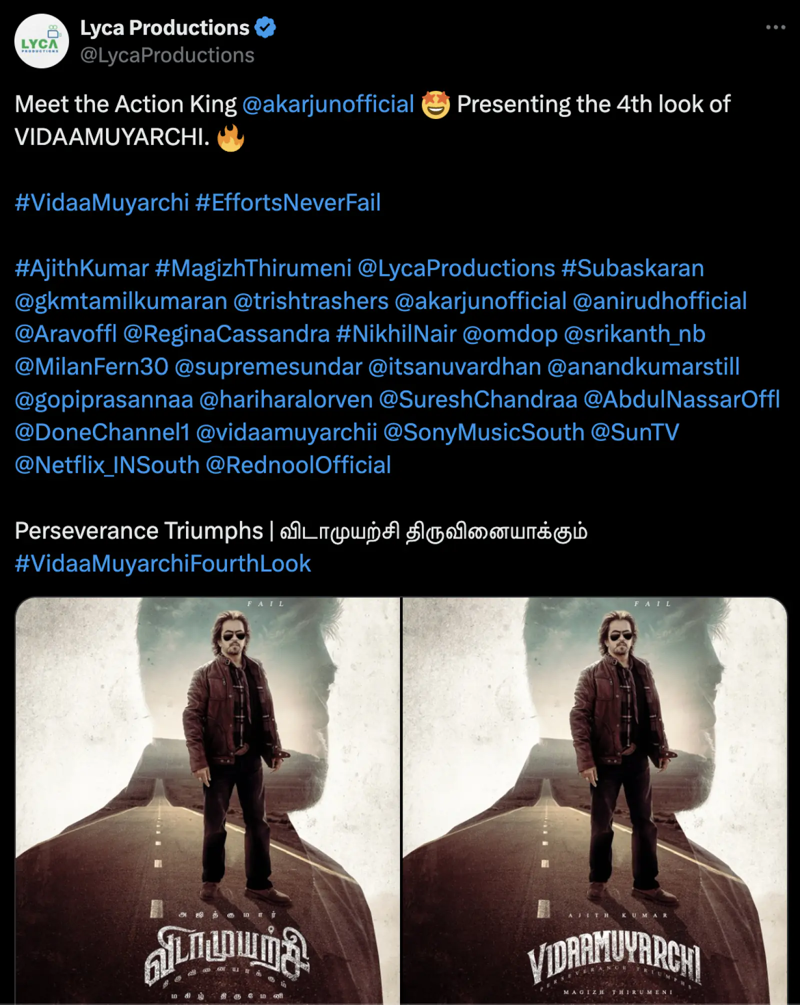 Arjun Sarja's first look from 'Vidaamuyarchi' released, makers give big update on Ajith's film