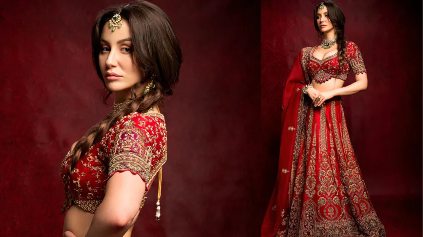 Giorgia Andriani's Royal Bridal Transformation In A Regal Red Lehenga By Harsh and Ankesh Couture Will Surely Mesmerize You