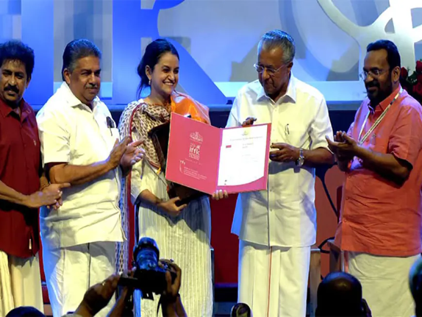 Payal Kapadia receives 'Spirit of Cinema' award at the 29th 'Kerala International Film Festival'