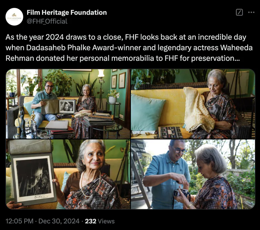 Film Heritage remembers Waheeda's donation; Know she gave from saree to photo