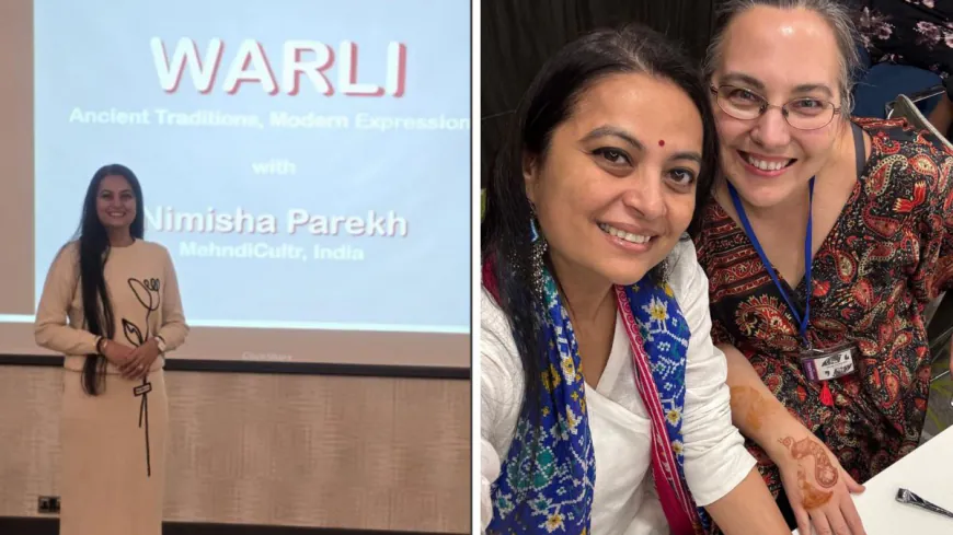 Nimishaben Parekh praised for adding Warli art into her designs at the Mehndi Conference in London