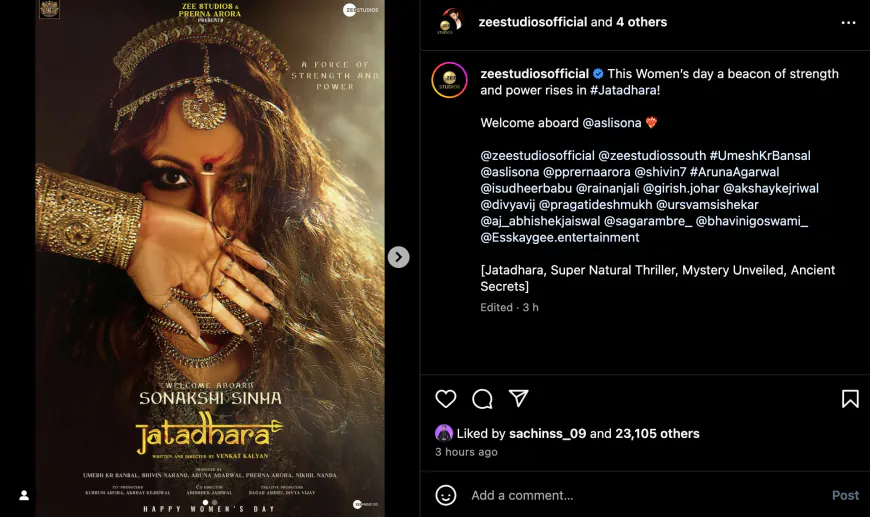 Sonakshi is going to debut in South Industry with 'Jatadhara', first glimpse revealed on Women's Day